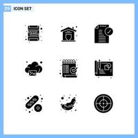 9 Creative Icons Modern Signs and Symbols of checklist technology approved image cloud Editable Vector Design Elements