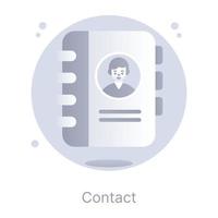 un icono de contacto plano y redondeado moderno vector