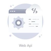 api web, un icono redondeado plano está disponible para uso premium vector