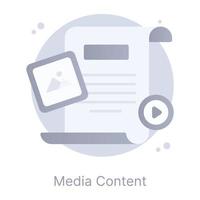 Media content, flat rounded icon in appealing graphic vector