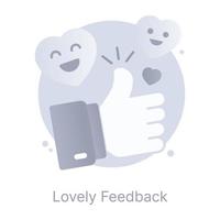 Lovely feedback, a flat conceptual icon with download facility vector