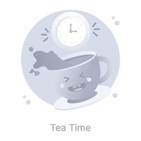 Flat concept vector of tea time
