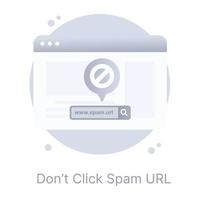 Spam url, flat concept icon on round background vector