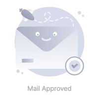 An icon of mail approved in modern flat design vector