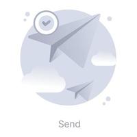 Mail send, flat round icon vector