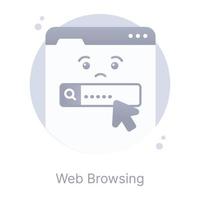 Web browsing, a flat rounded icon is up for premium use vector