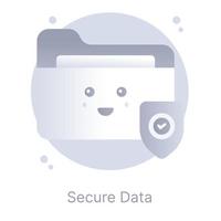 Secure data, a flat conceptual icon with download facility vector