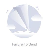 Failure to send, flat concept vector