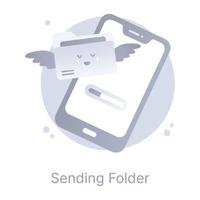 Sending folder, a flat rounded icon is up for premium use vector