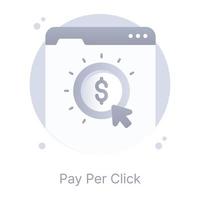 un icono plano de pago por clic vector