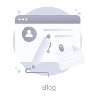 icono de concepto de un blog web en diseño plano vector