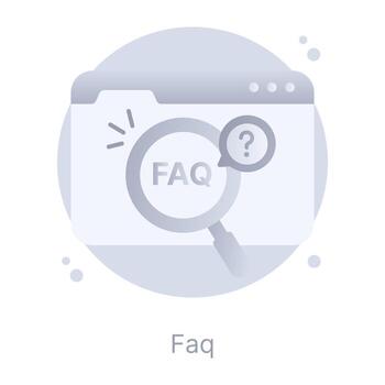 A web faq icon in flat vector