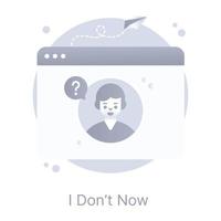 Creatively designed flat conceptual icon of i donot know, web questions vector