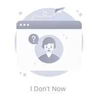 Creatively designed flat conceptual icon of i donot know, web questions vector