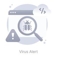 A modern flat rounded icon of virus alert vector