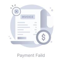 A payment failed in a flat round icon vector