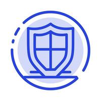 Internet Protection Safety Security Shield Blue Dotted Line Line Icon vector