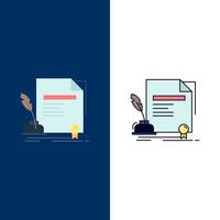 contract paper document agreement award Flat Color Icon Vector