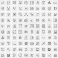 paquete de 100 iconos de líneas universales para móviles y web vector