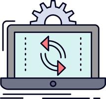 data processing Analysis reporting sync Flat Color Icon Vector