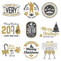 feliz navidad y feliz año nuevo 2018 plantilla retro con santa claus vector