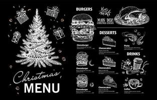 Christmas menu template, Hand drawn illustration vector