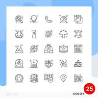 25 iconos creativos signos y símbolos modernos de elementos de diseño de vector editables de objetivo de flecha de llamada de caja de bienes