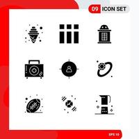 9 Universal Solid Glyphs Set for Web and Mobile Applications human fitness ticket first box Editable Vector Design Elements