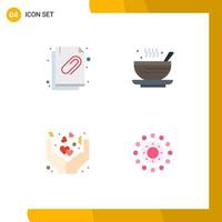 Editable Vector Line Pack of 4 Simple Flat Icons of attached document care file hot hands Editable Vector Design Elements