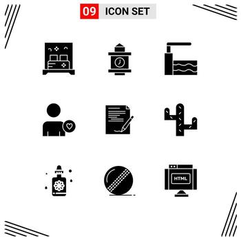 Stock Vector Icon Pack of 9 Line Signs and Symbols for report document springboard paper heart Editable Vector Design Elements