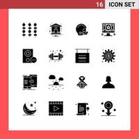 16 Universal Solid Glyph Signs Symbols of devices monitor equipment graphic application Editable Vector Design Elements