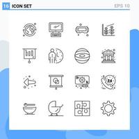 Set of 16 Modern UI Icons Symbols Signs for money business device startup finance Editable Vector Design Elements