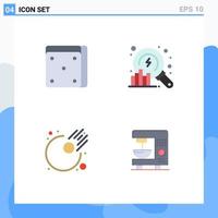 Group of 4 Flat Icons Signs and Symbols for casino meteor analysis search electric Editable Vector Design Elements