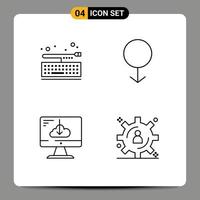 conjunto de 4 iconos modernos de la interfaz de usuario signos de símbolos para la instalación del hombre del teclado del controlador de la placa elementos de diseño vectorial editables vector