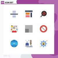 Set of 9 Commercial Flat Colors pack for view manager camping consultant person Editable Vector Design Elements