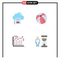 4 Universal Flat Icon Signs Symbols of sd banking cloud beach economics Editable Vector Design Elements