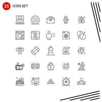 Stock Vector Icon Pack of 25 Line Signs and Symbols for phone smart watch worm watch material Editable Vector Design Elements