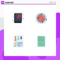 Editable Vector Line Pack of 4 Simple Flat Icons of book data sign medical paper Editable Vector Design Elements