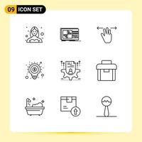 Stock Vector Icon Pack of 9 Line Signs and Symbols for marketing money sound idea mobile Editable Vector Design Elements