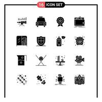 Set of 16 Modern UI Icons Symbols Signs for cash guarantee sedans finance badge Editable Vector Design Elements