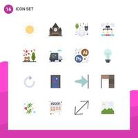 Group of 16 Flat Colors Signs and Symbols for garden user landmark teamwork businessman Editable Pack of Creative Vector Design Elements