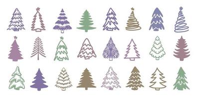 Christmas tree set, Hand drawn illustrations vector