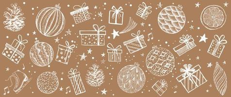 Christmas and New Year set. Hand drawn illustration. Vector. vector