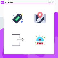 Flat Icon Pack of 4 Universal Symbols of cash destination finance pin exit Editable Vector Design Elements