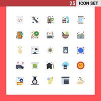 Set of 25 Modern UI Icons Symbols Signs for facebook seo shield efficiency wedding Editable Vector Design Elements