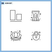 Set of 4 Modern UI Icons Symbols Signs for align flower back to school sharpener lock Editable Vector Design Elements
