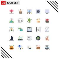 25 User Interface Flat Color Pack of modern Signs and Symbols of future computing business computer organization Editable Vector Design Elements