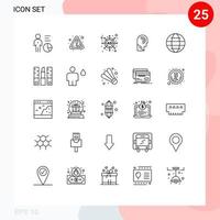 Universal Icon Symbols Group of 25 Modern Lines of globe mind error manipulate access Editable Vector Design Elements