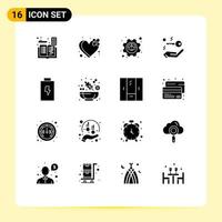 16 Universal Solid Glyph Signs Symbols of charge real estate heart key productivity Editable Vector Design Elements