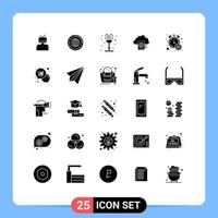 Modern Set of 25 Solid Glyphs and symbols such as reading valentines day globe romance fountain Editable Vector Design Elements